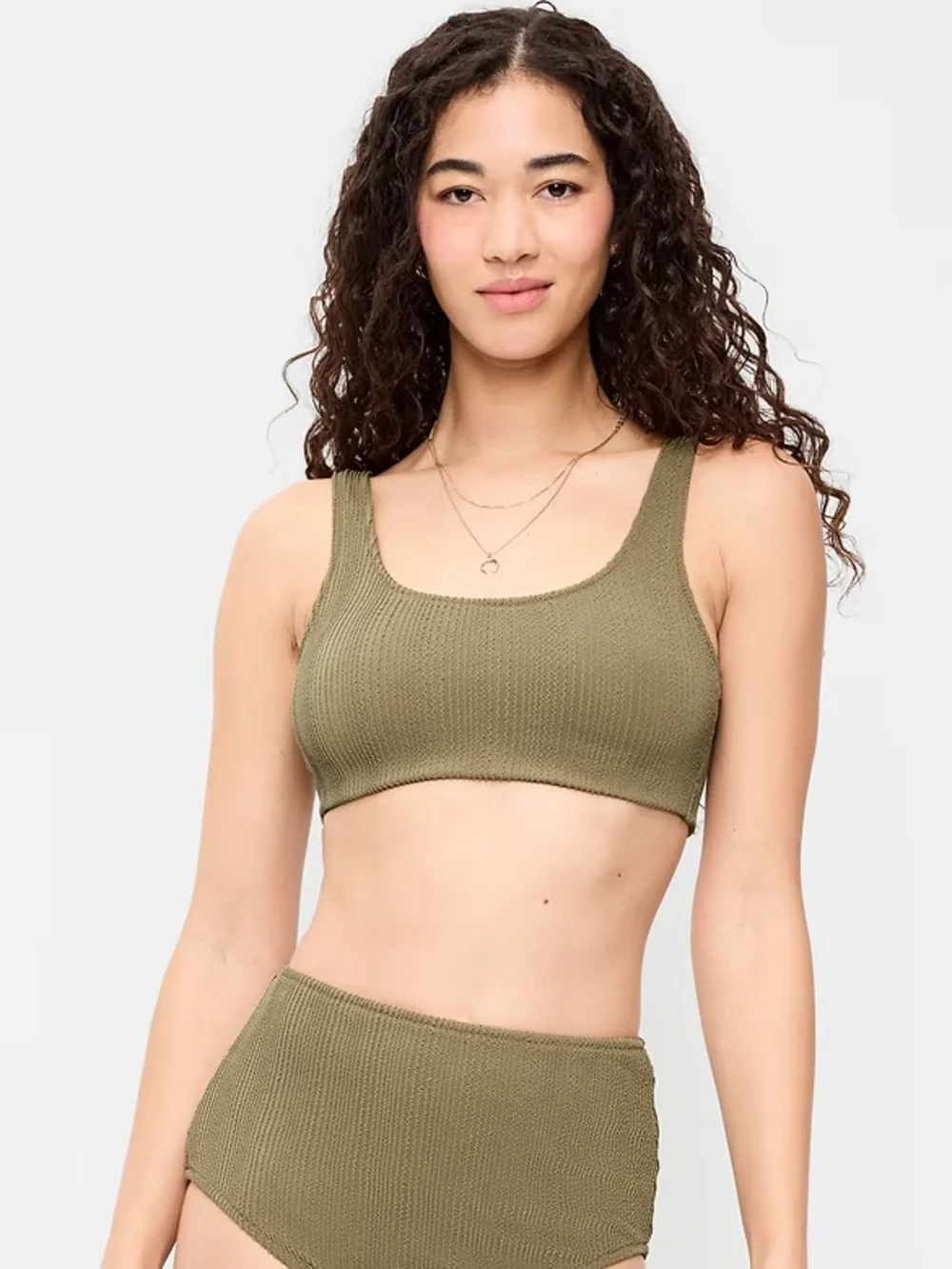 Ribbed Scoop Bralette Set in Olive